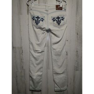 Antik Denim Size 28 Light Wash Distressed Embroidered